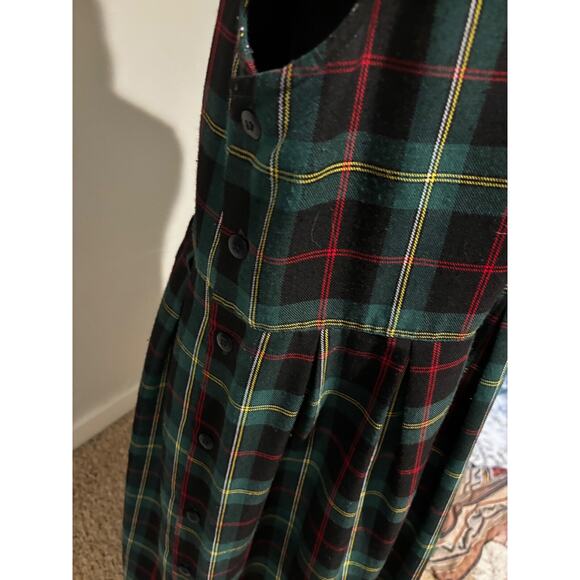 Vintage Hunts Point sz 14 Midi Plaid Dress Pinafore Romper Peasant witchy school - Picture 10 of 10